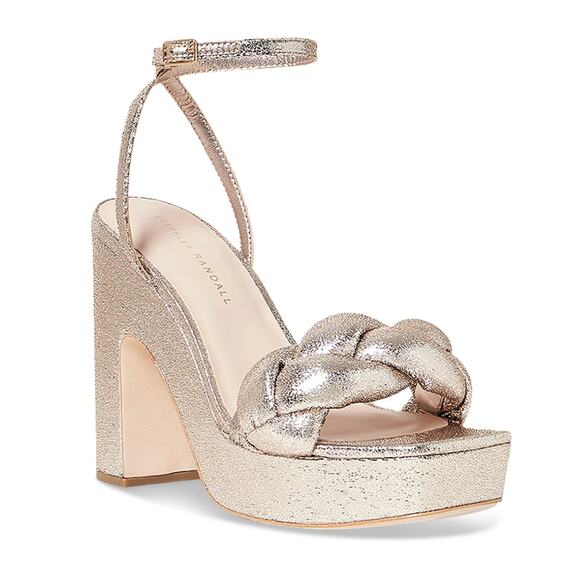 Loeffler Randall Shoes - Loeffler Randall Fae Metallic Braided Strap Heels Platform Sandals Prosecco 10